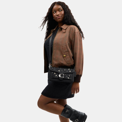 CCC05-Tabby Shoulder Bag 26 With Crystal Embellishment-Lh/Black