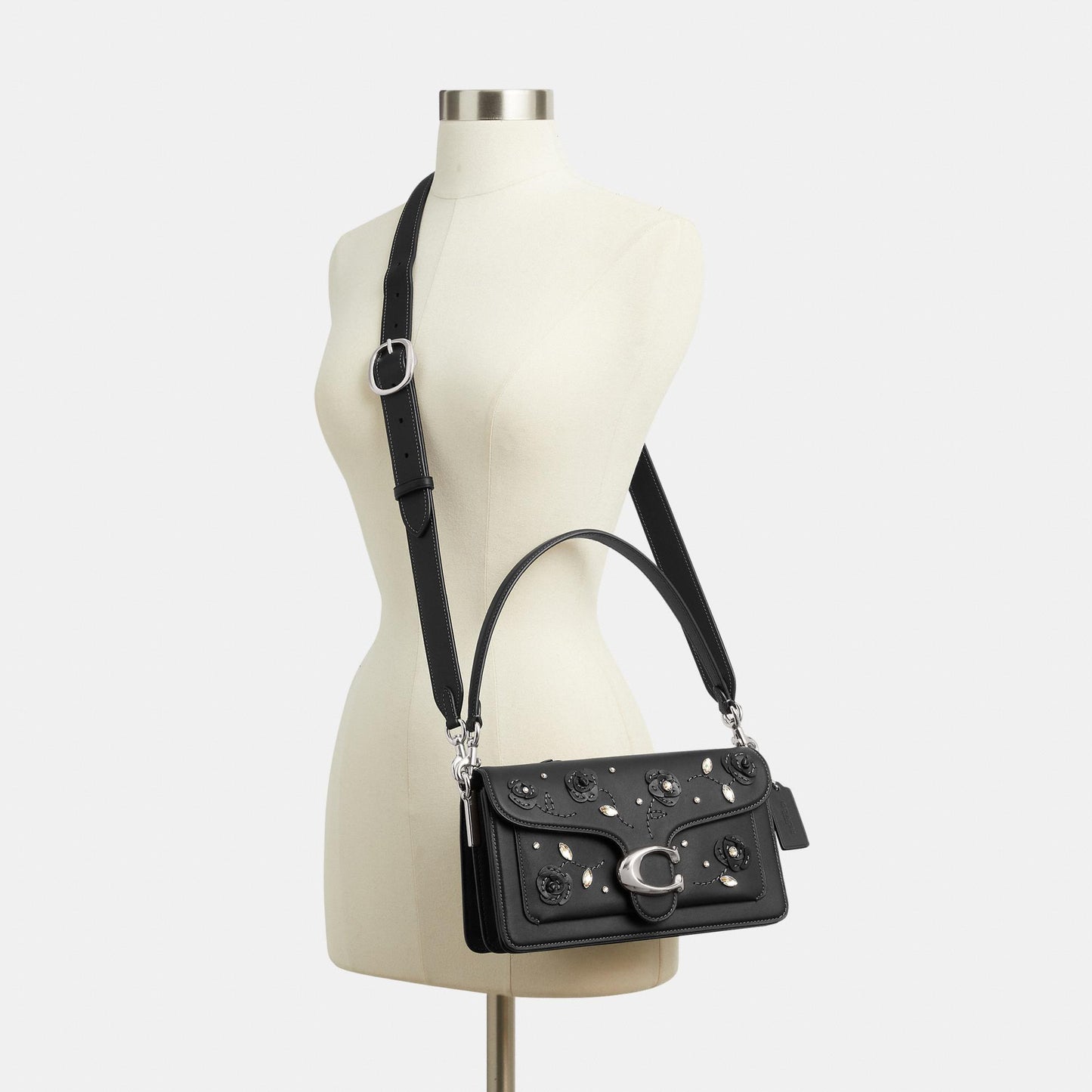 CCC05-Tabby Shoulder Bag 26 With Crystal Embellishment-Lh/Black