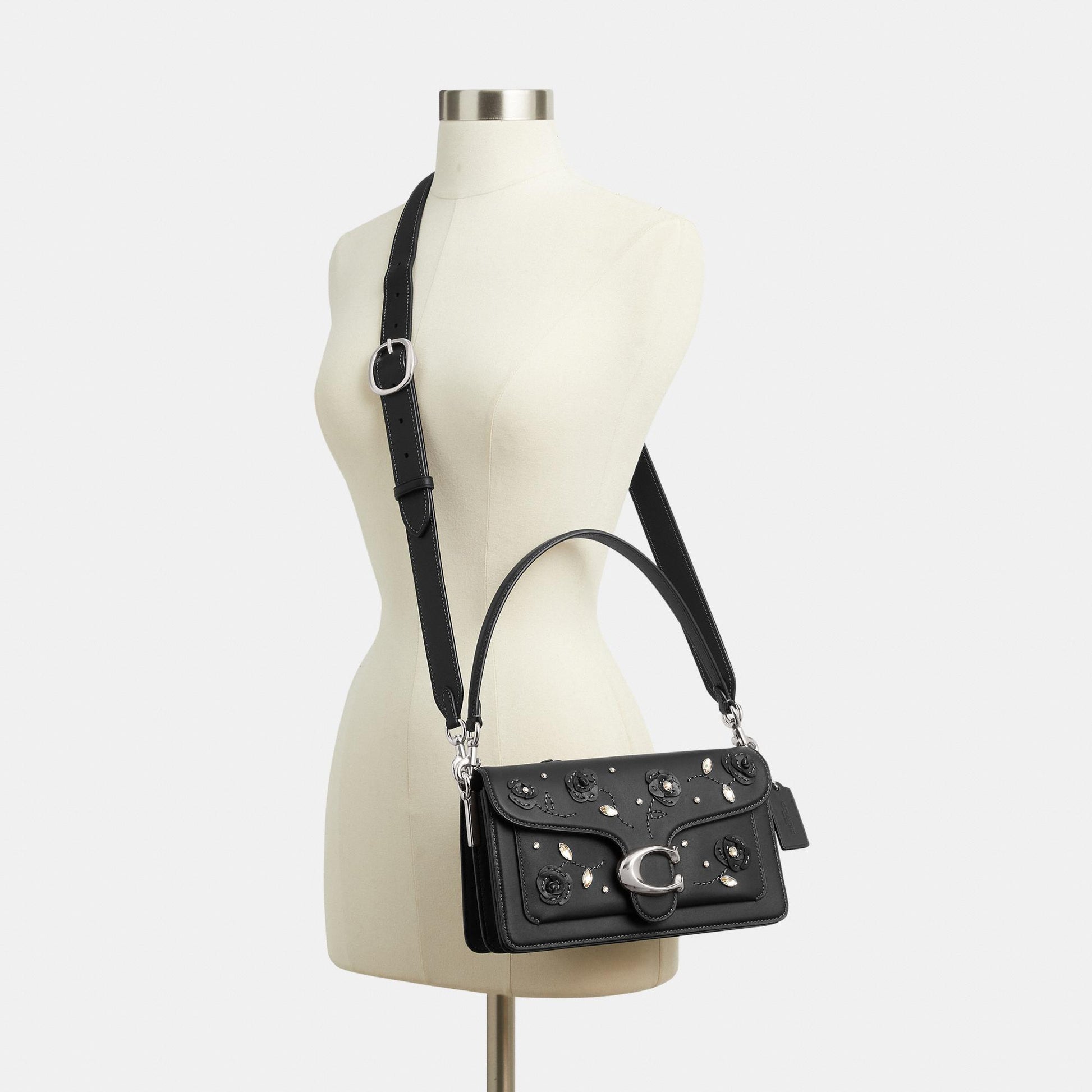 CCC05-Tabby Shoulder Bag 26 With Crystal Embellishment-Lh/Black