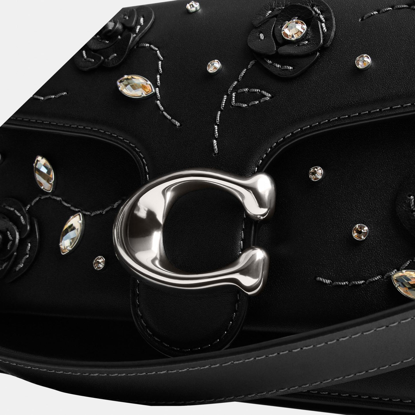 CCC05-Tabby Shoulder Bag 26 With Crystal Embellishment-Lh/Black