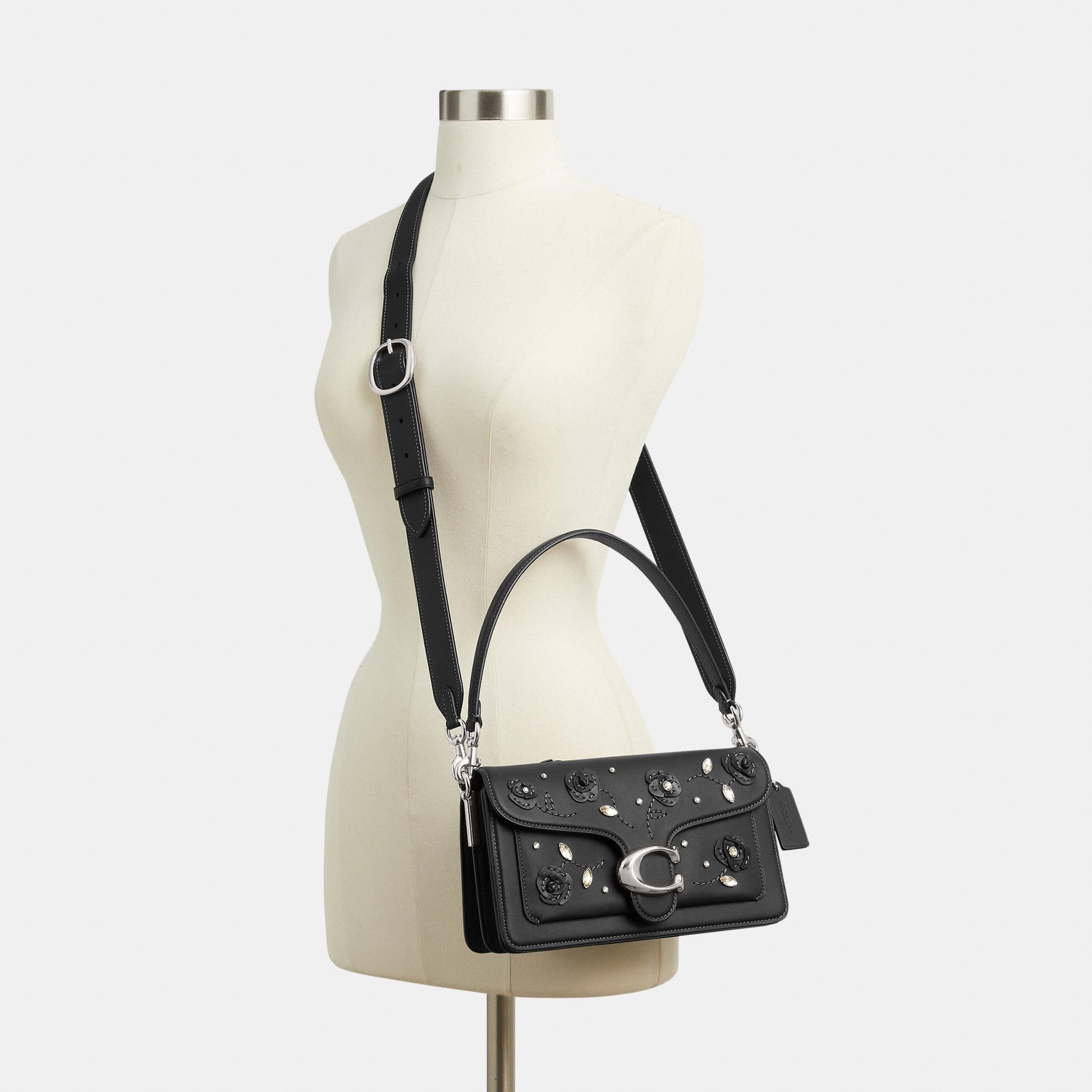 CCC05-Tabby Shoulder Bag 26 With Crystal Embellishment-Lh/Black