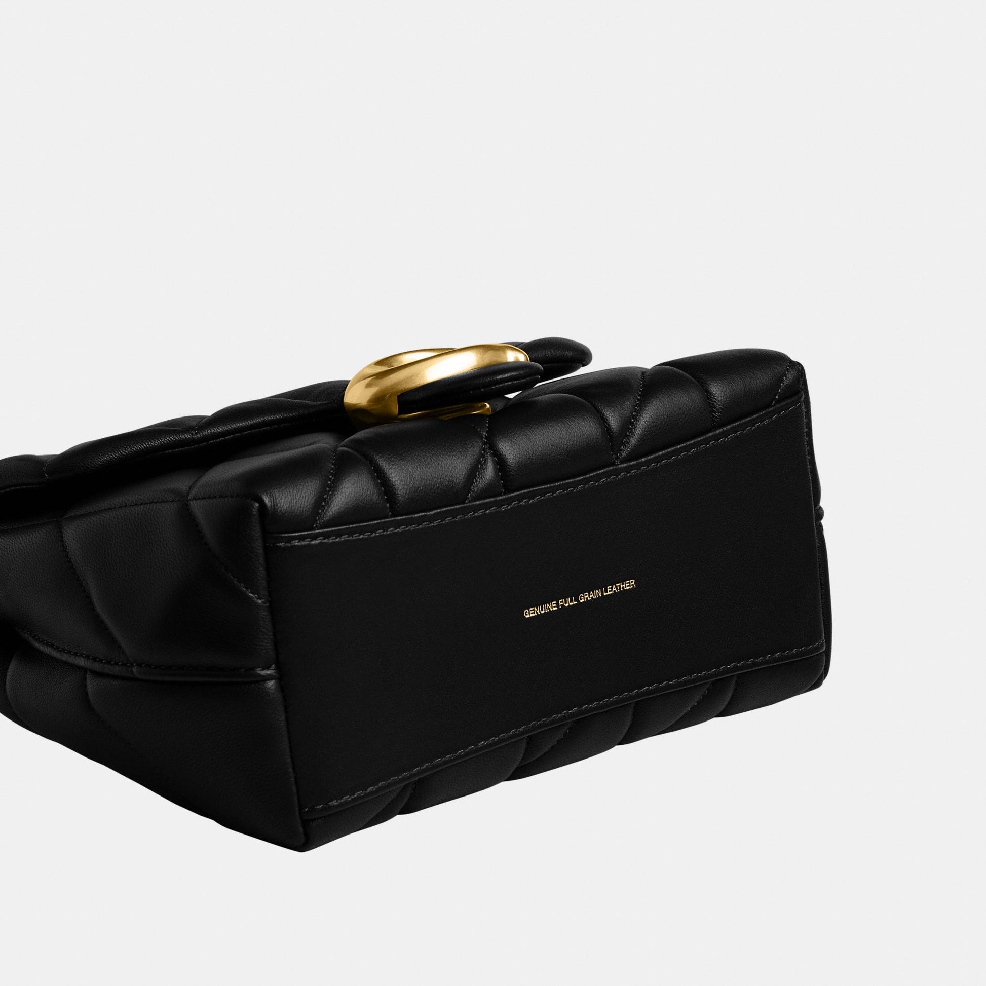 CCC12-Tabby Top Handle Bag with Quilting-B4/Black