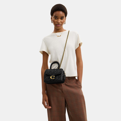 CCC12-Tabby Top Handle Bag with Quilting-B4/Black