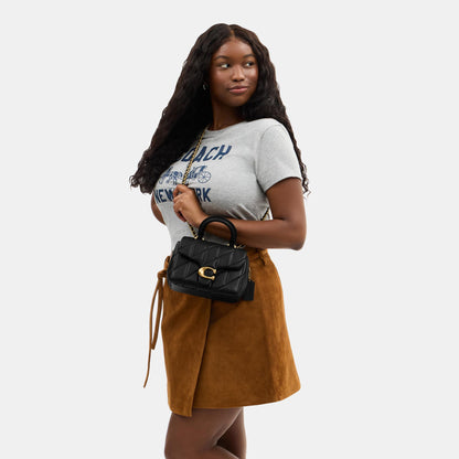 CCC12-Tabby Top Handle Bag with Quilting-B4/Black