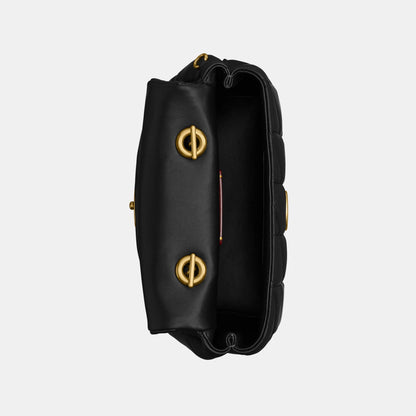 CCC12-Tabby Top Handle Bag with Quilting-B4/Black