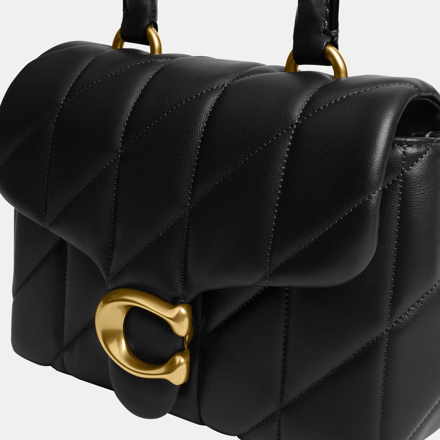 CCC12-Tabby Top Handle Bag with Quilting-B4/Black