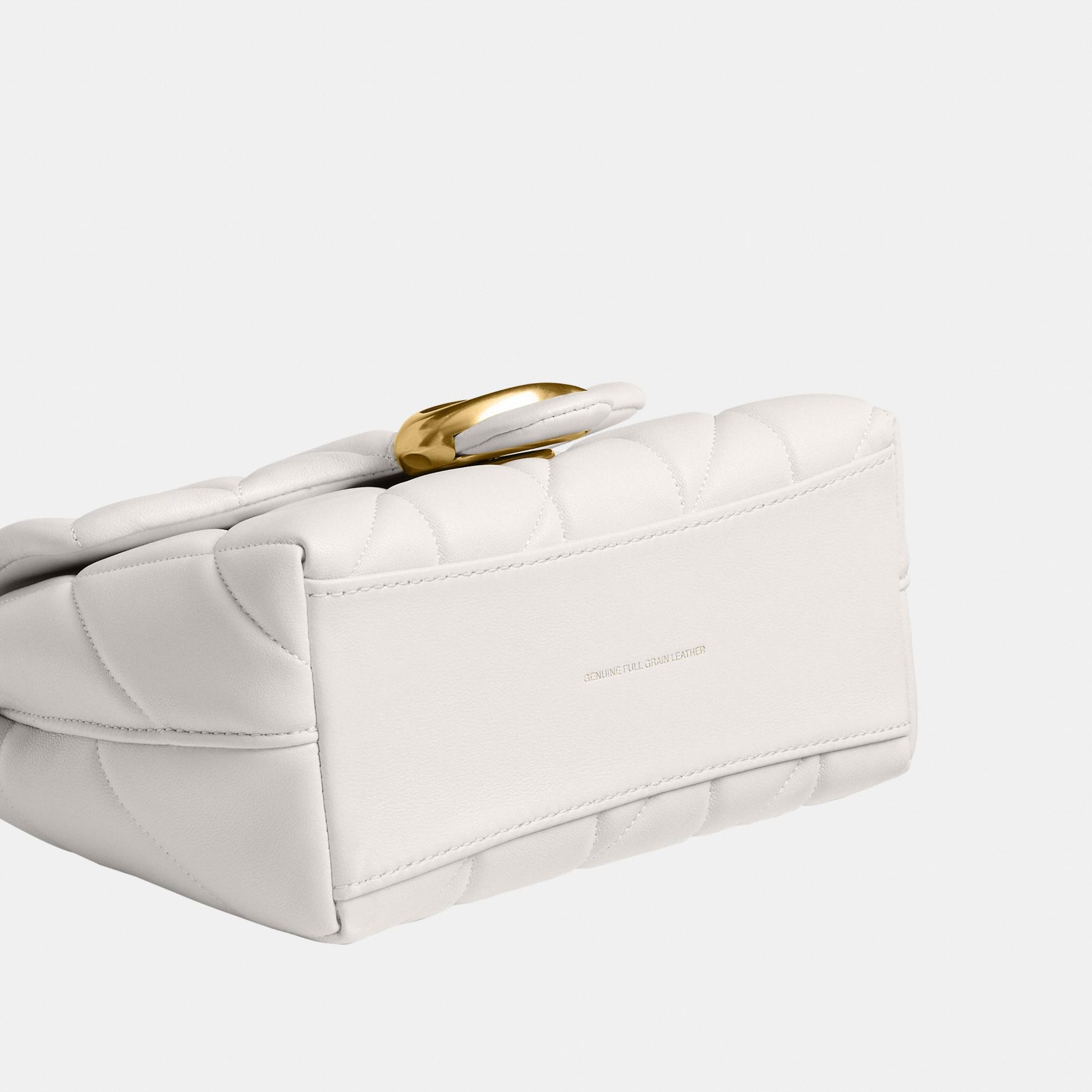 CCC12-Tabby Top Handle Bag with Quilting-B4/Chalk