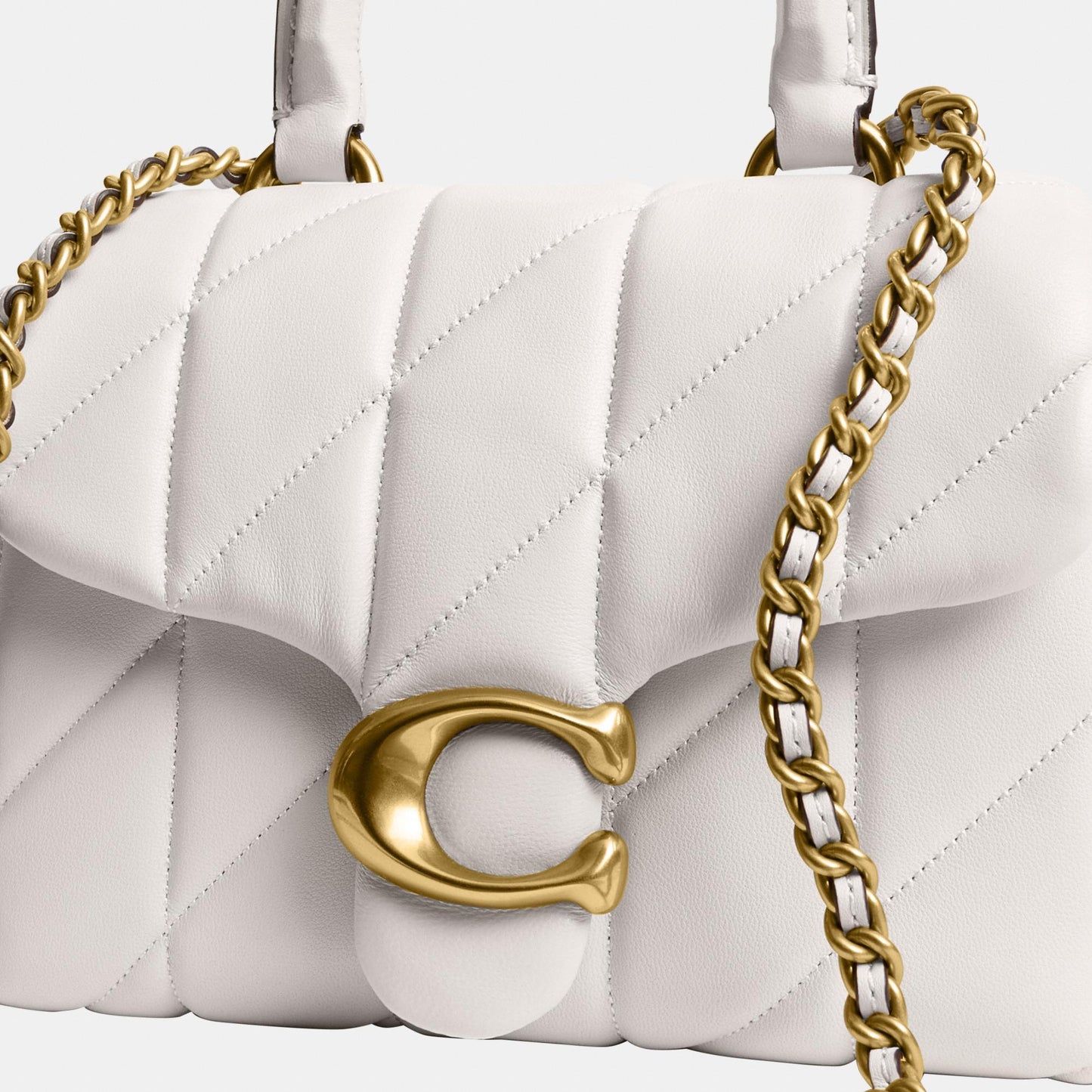 CCC12-Tabby Top Handle Bag with Quilting-B4/Chalk