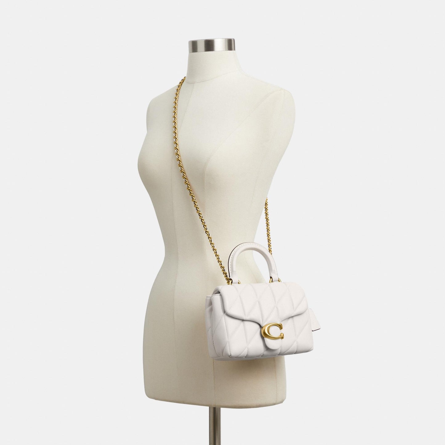 CCC12-Tabby Top Handle Bag with Quilting-B4/Chalk