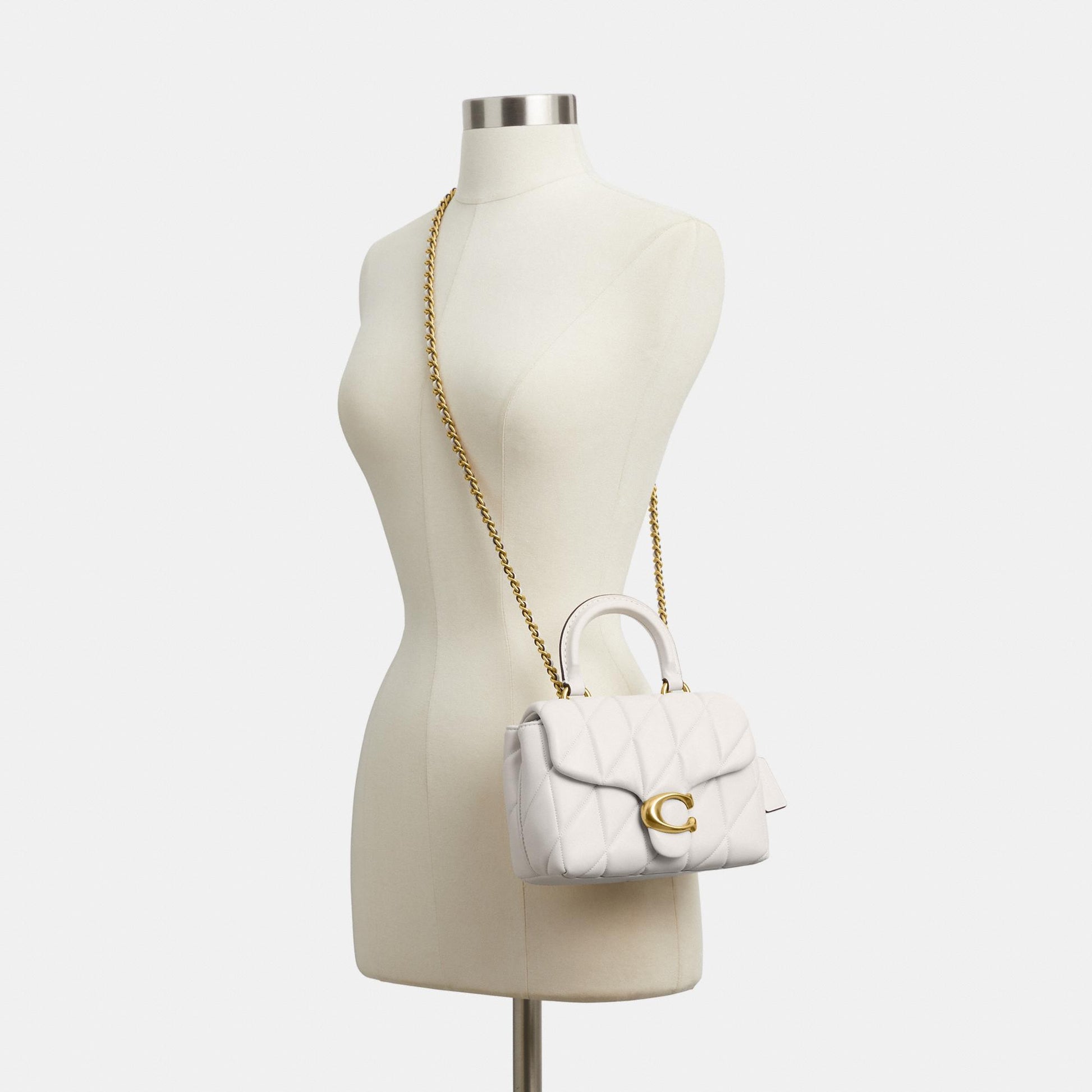 CCC12-Tabby Top Handle Bag with Quilting-B4/Chalk