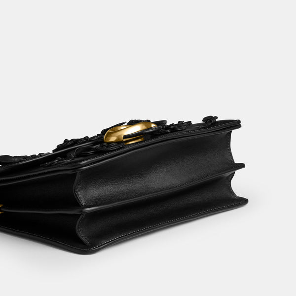 Chain Tabby Shoulder Bag with Floral Embellishment