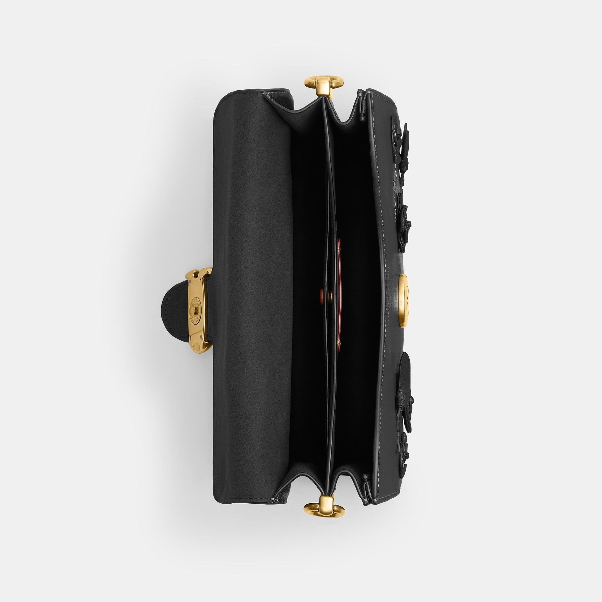 CCC15-Chain Tabby Shoulder Bag with Floral Embellishment-B4/Black