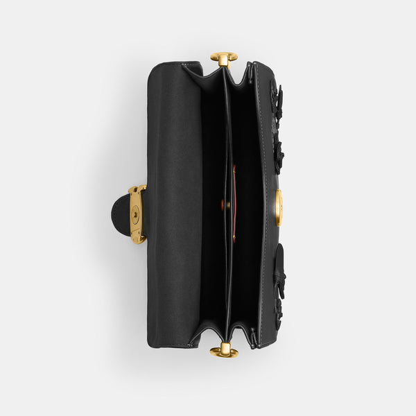 Chain Tabby Shoulder Bag with Floral Embellishment