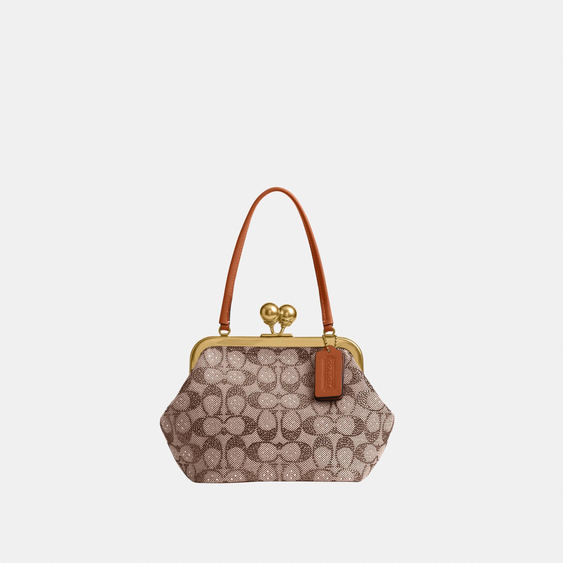 CCC53-Kisslock Frame Bag 16 in Crystal Signature Jacquard-B4/Burnished Amber