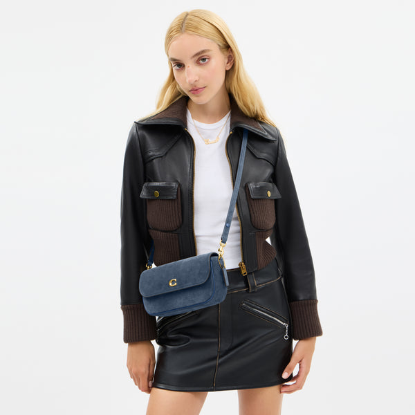 حقيبة "بروك" بطية إغلاق من الشامواه بسلسلة