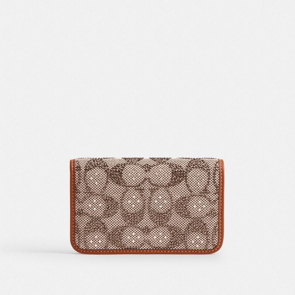 CCD16-Essential Slim Card Case in Crystal Signature Jacquard-Lh/Burnished Amber