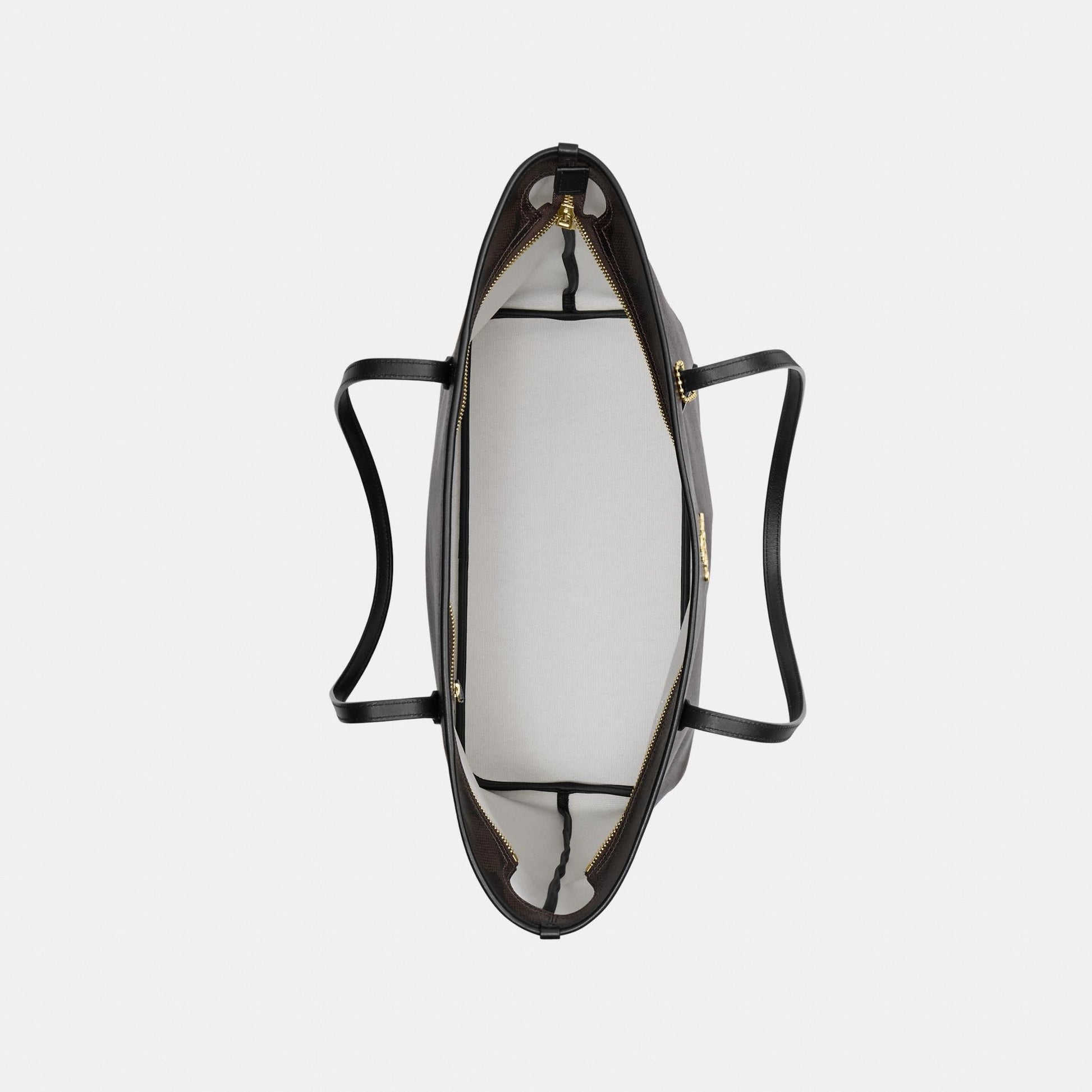 CCD66-Large City Tote Bag in Maxi Signature Canvas-Im/Walnut/Black