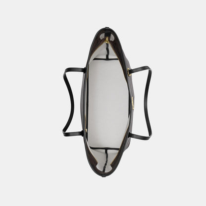 CCD66-Large City Tote Bag in Maxi Signature Canvas-Im/Walnut/Black