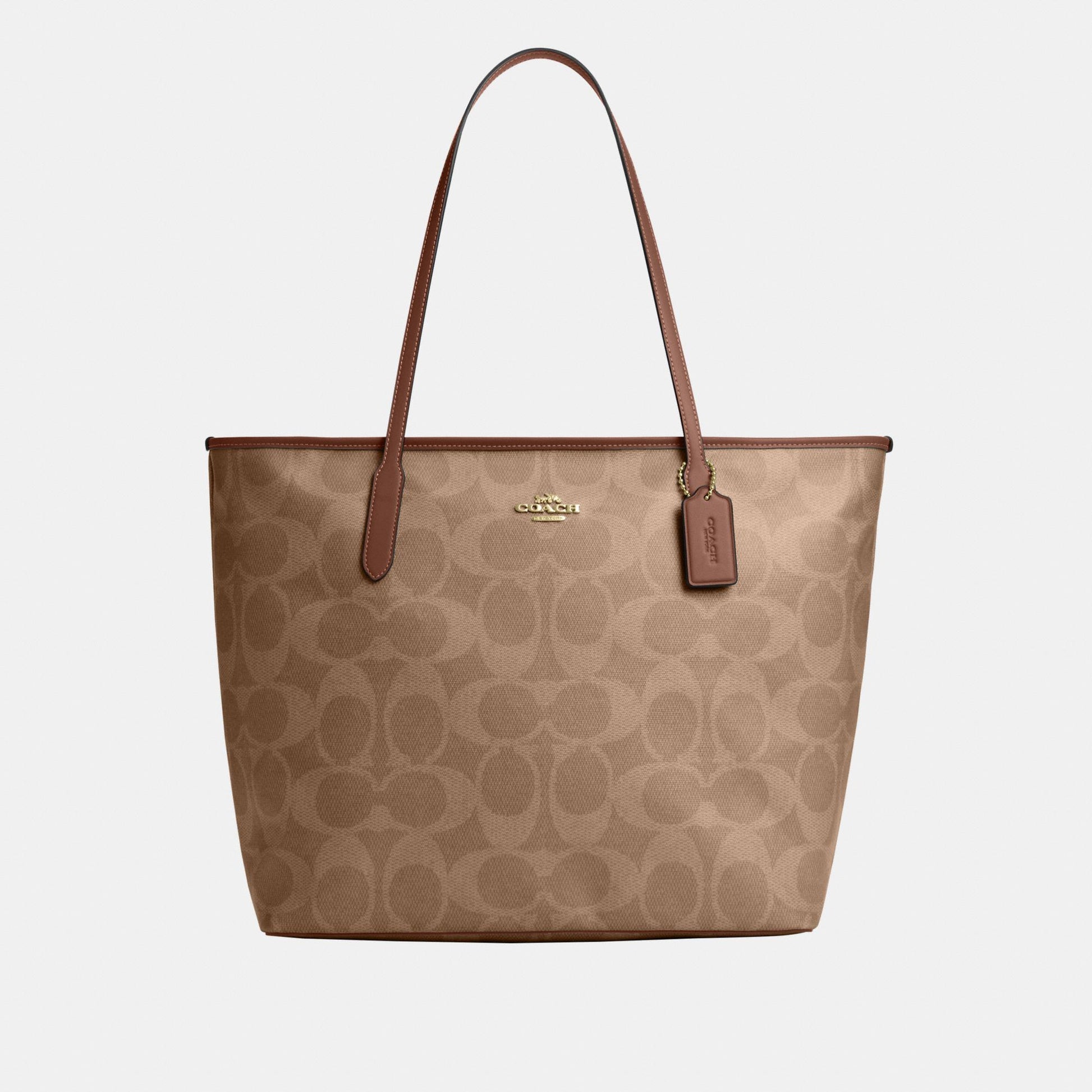 CCD66-Large City Tote Bag in Maxi Signature Canvas-Im/Tan/Brown
