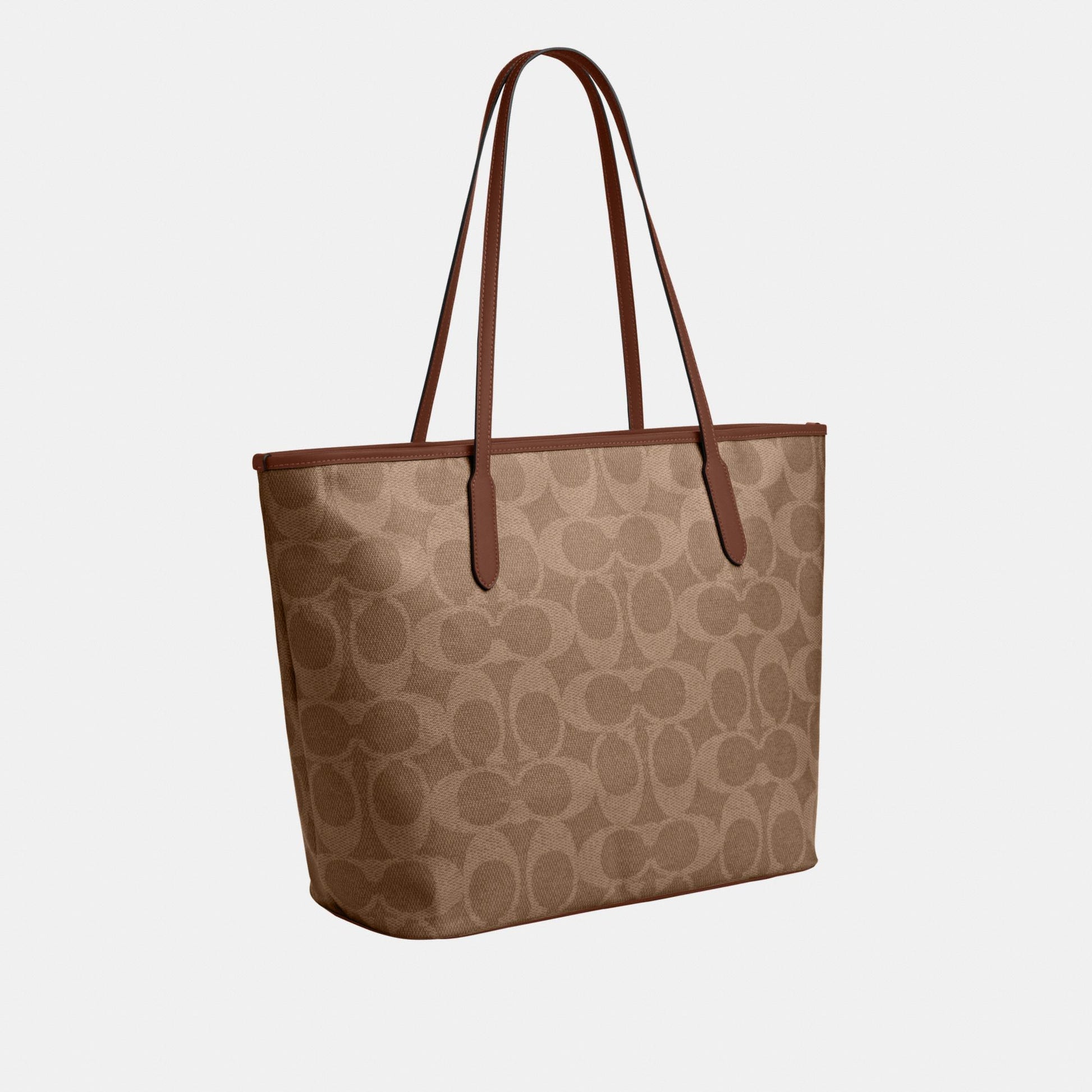CCD66-Large City Tote Bag in Maxi Signature Canvas-Im/Tan/Brown