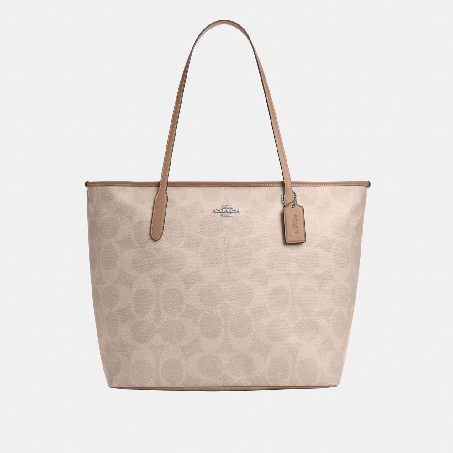 CCD66-Large City Tote Bag in Maxi Signature Canvas-Sv/Sand/Taupe