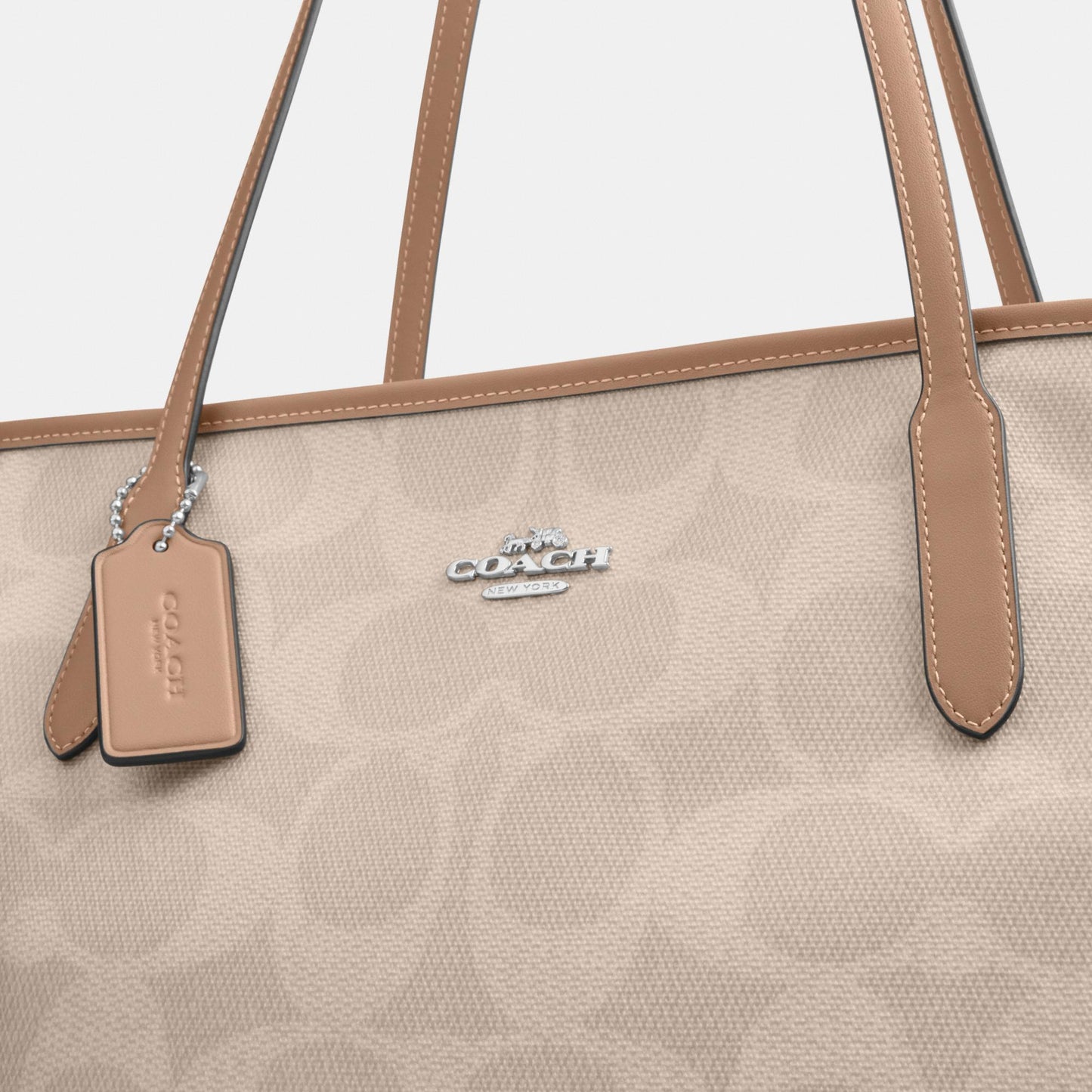 CCD66-Large City Tote Bag in Maxi Signature Canvas-Sv/Sand/Taupe
