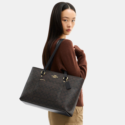 CCD69-Station Tote Bag in Signature Canvas-Im/Walnut/Black