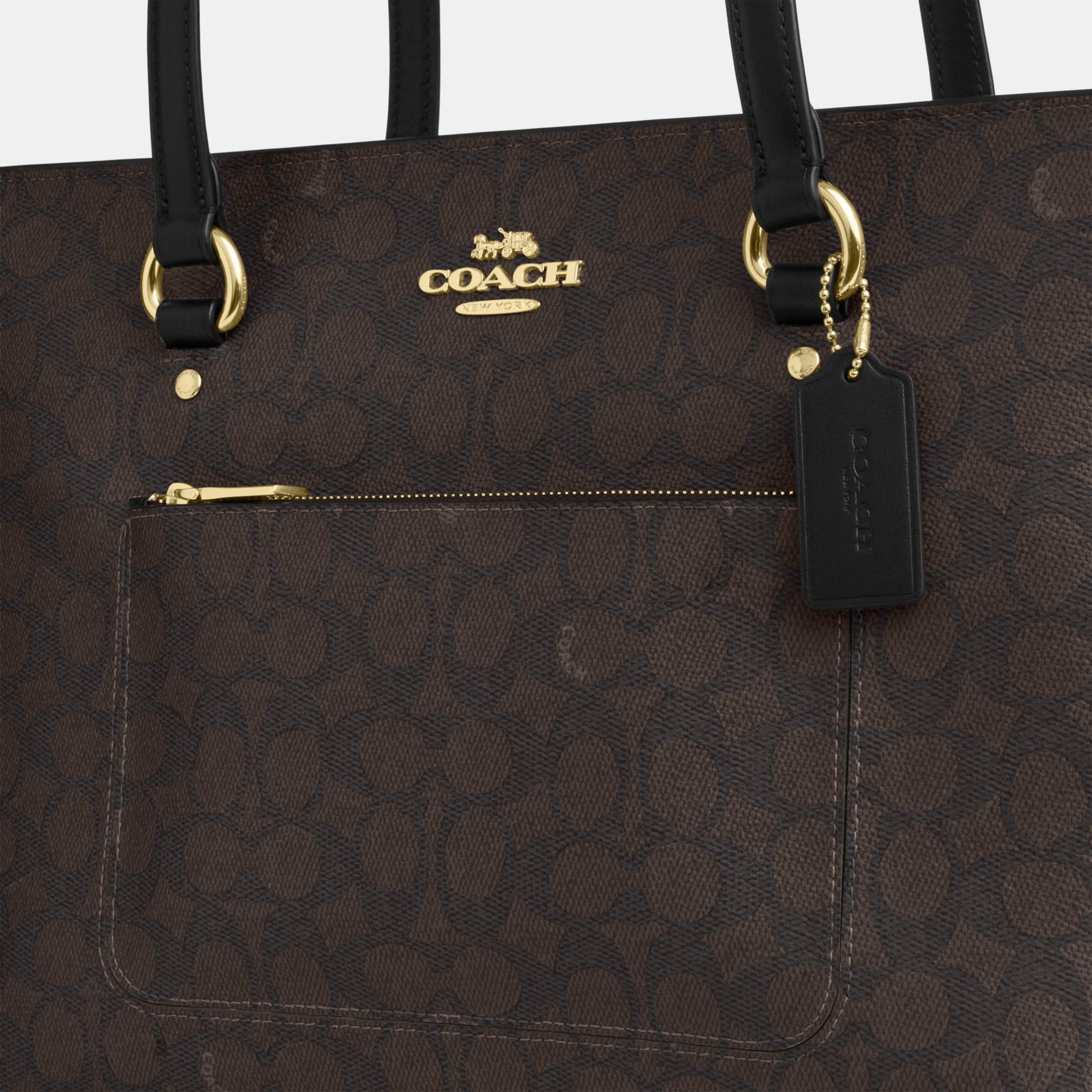 CCD69-Station Tote Bag in Signature Canvas-Im/Walnut/Black