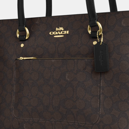 CCD69-Station Tote Bag in Signature Canvas-Im/Walnut/Black
