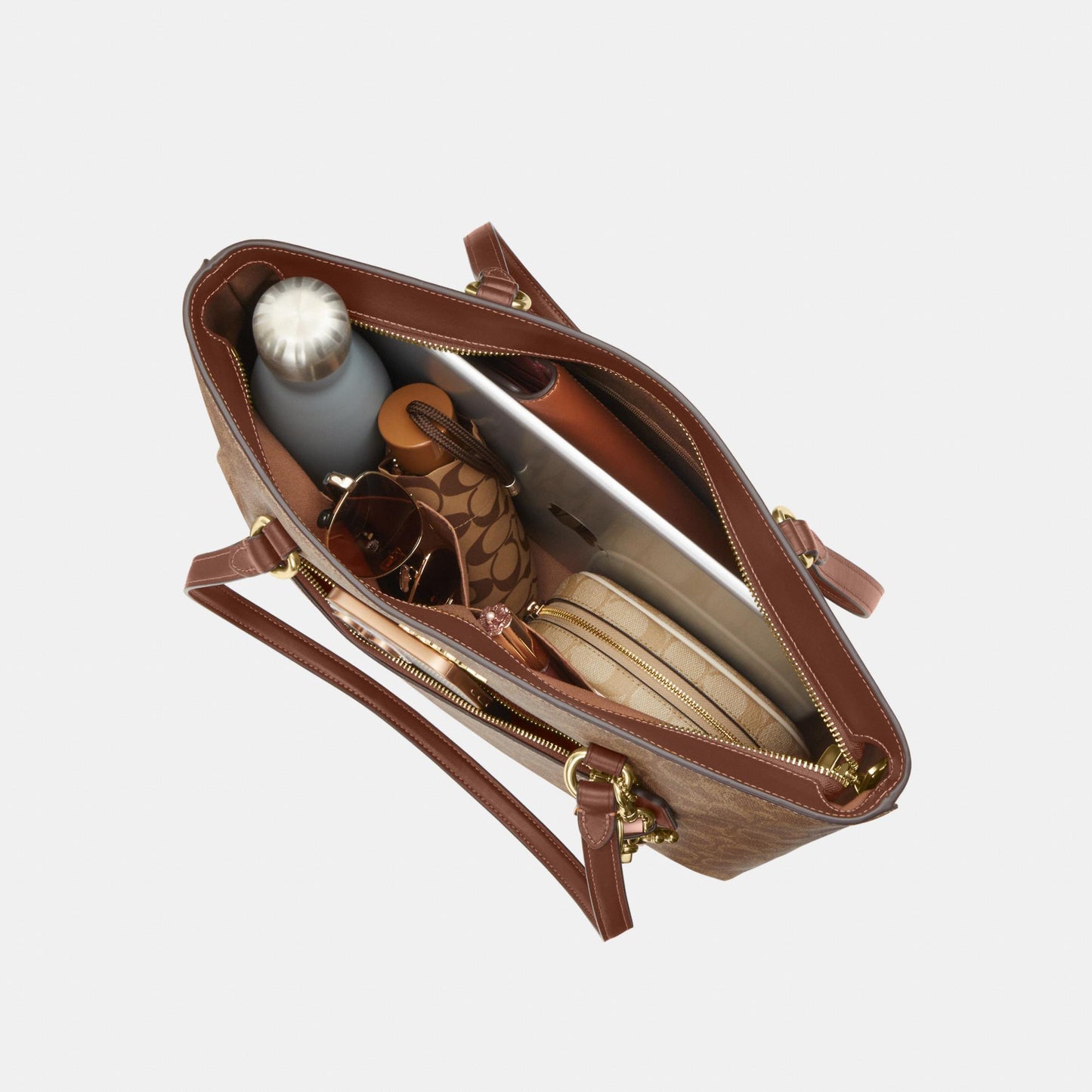 CCD69-Station Tote Bag in Signature Canvas-Im/Tan/Brown