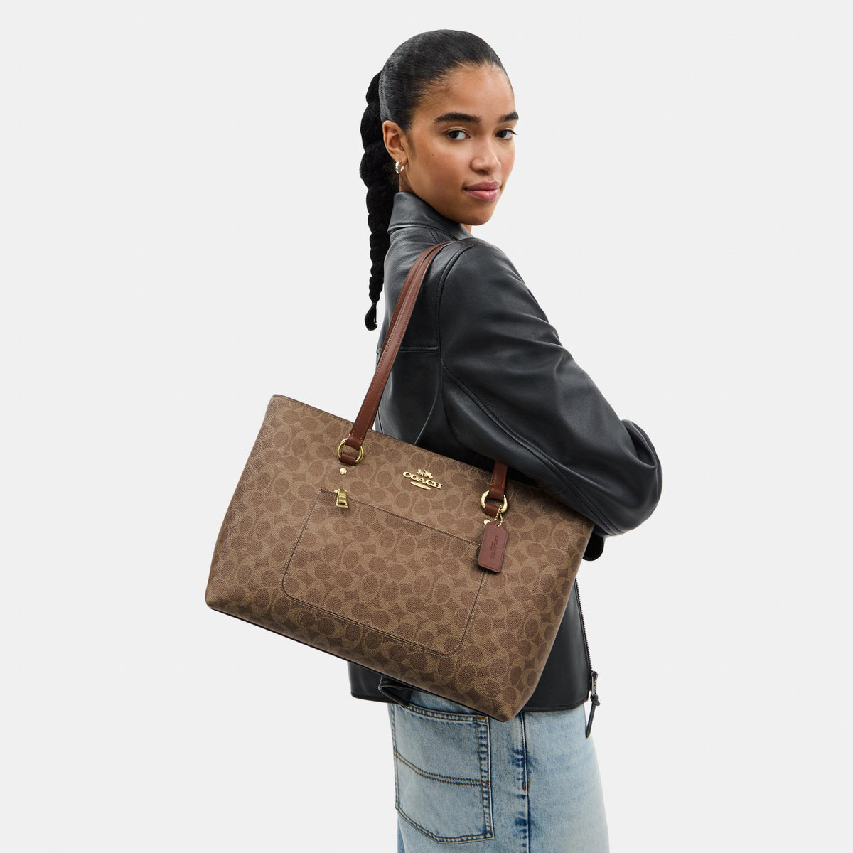 CCD69-Station Tote Bag in Signature Canvas-Im/Tan/Brown