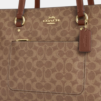 CCD69-Station Tote Bag in Signature Canvas-Im/Tan/Brown