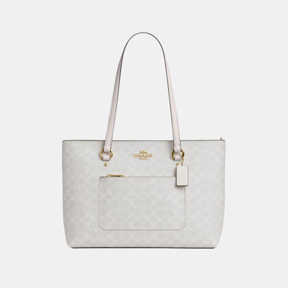 CCD69-Station Tote Bag in Signature Canvas-Im/White/Chalk