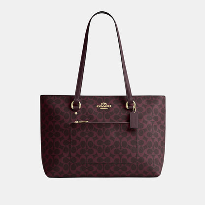 CCD69-Station Tote Bag in Signature Canvas-Im/Black Currant