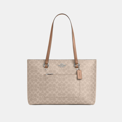 CCD69-Station Tote Bag in Signature Canvas-Sv/Sand/Taupe