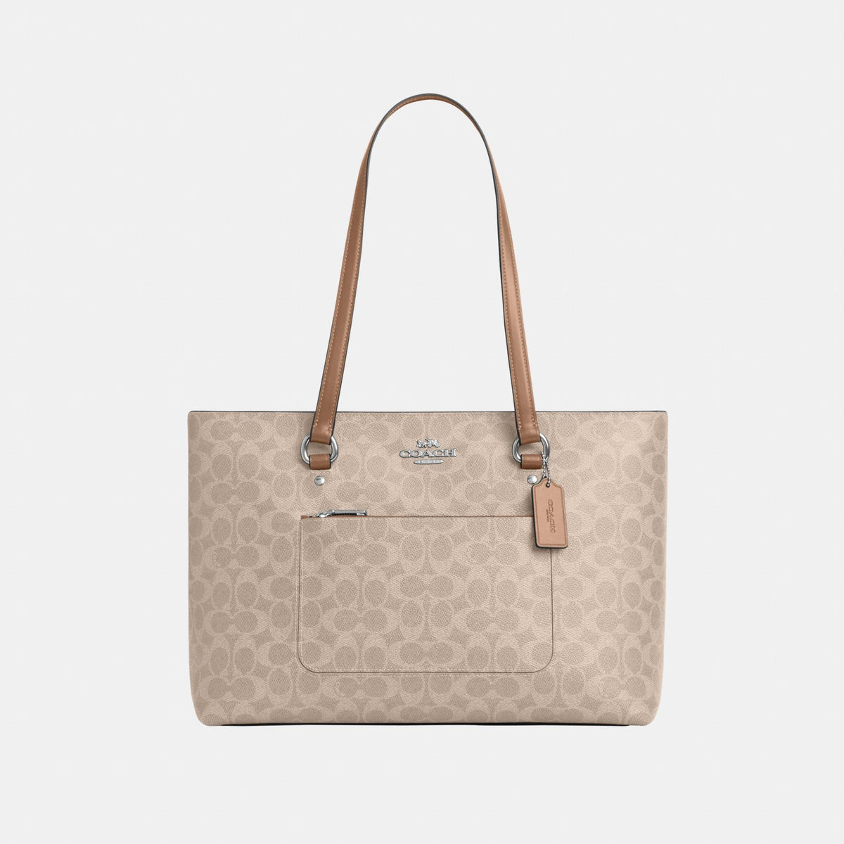 CCD69-Station Tote Bag in Signature Canvas-Sv/Sand/Taupe
