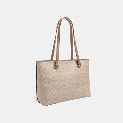 CCD69-Station Tote Bag in Signature Canvas-Sv/Sand/Taupe