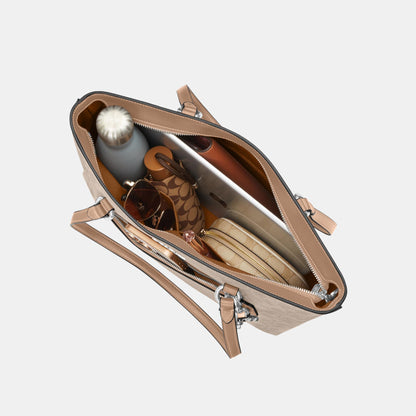 CCD69-Station Tote Bag in Signature Canvas-Sv/Sand/Taupe