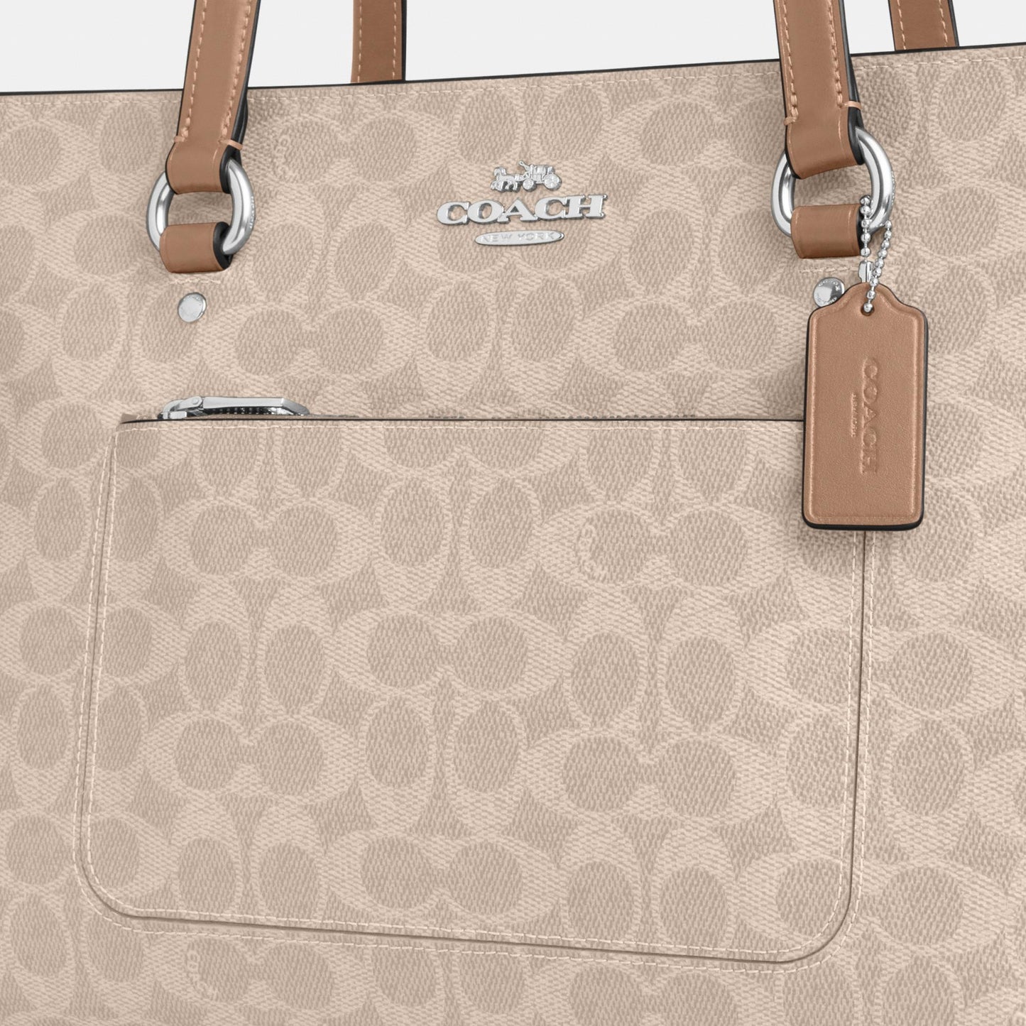 CCD69-Station Tote Bag in Signature Canvas-Sv/Sand/Taupe