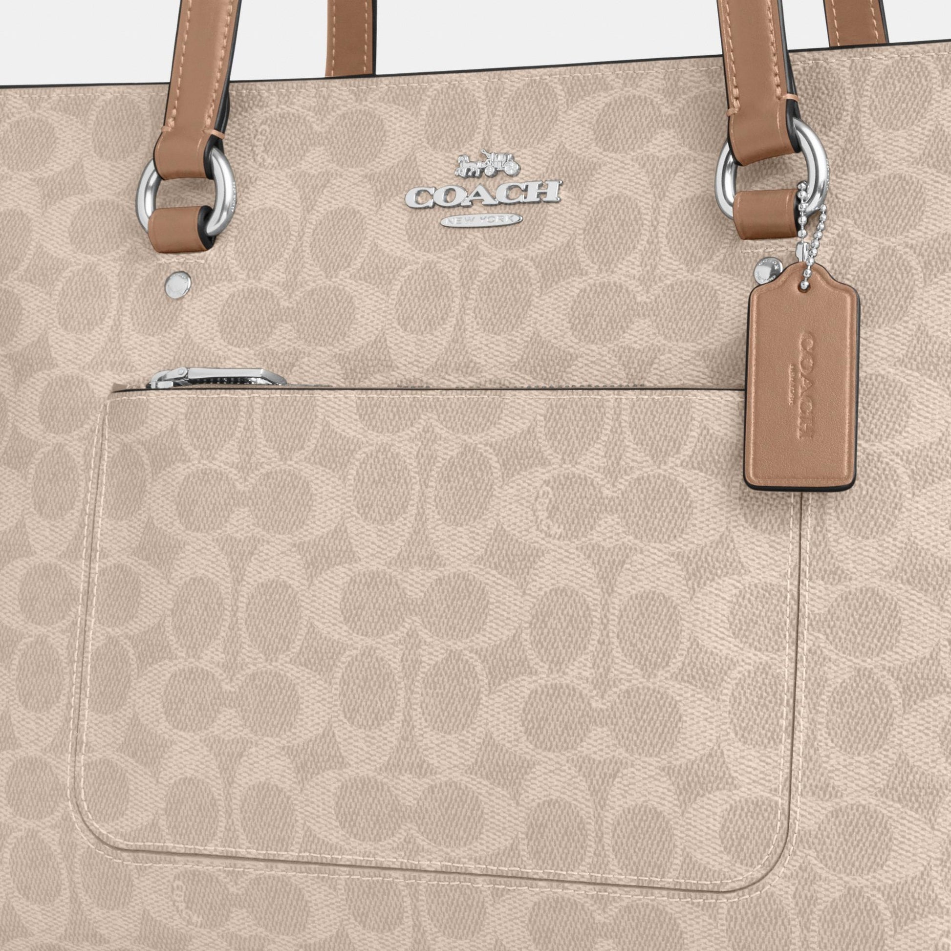 CCD69-Station Tote Bag in Signature Canvas-Sv/Sand/Taupe