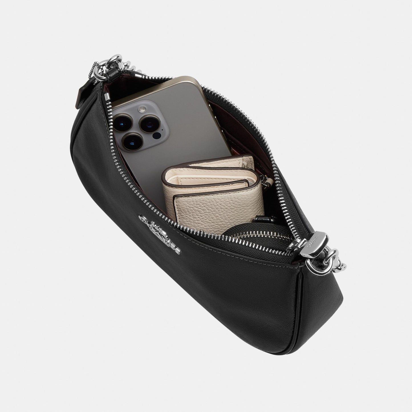 CCD78-Teri Shoulder Bag with Pouch-Sv/Black