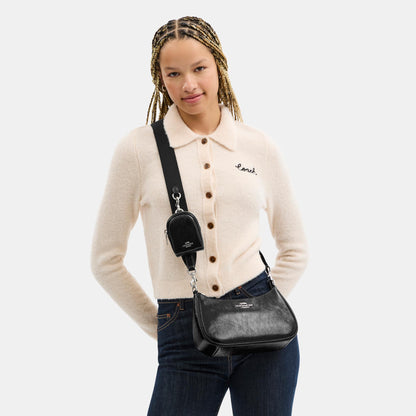 CCD78-Teri Shoulder Bag with Pouch-Sv/Black