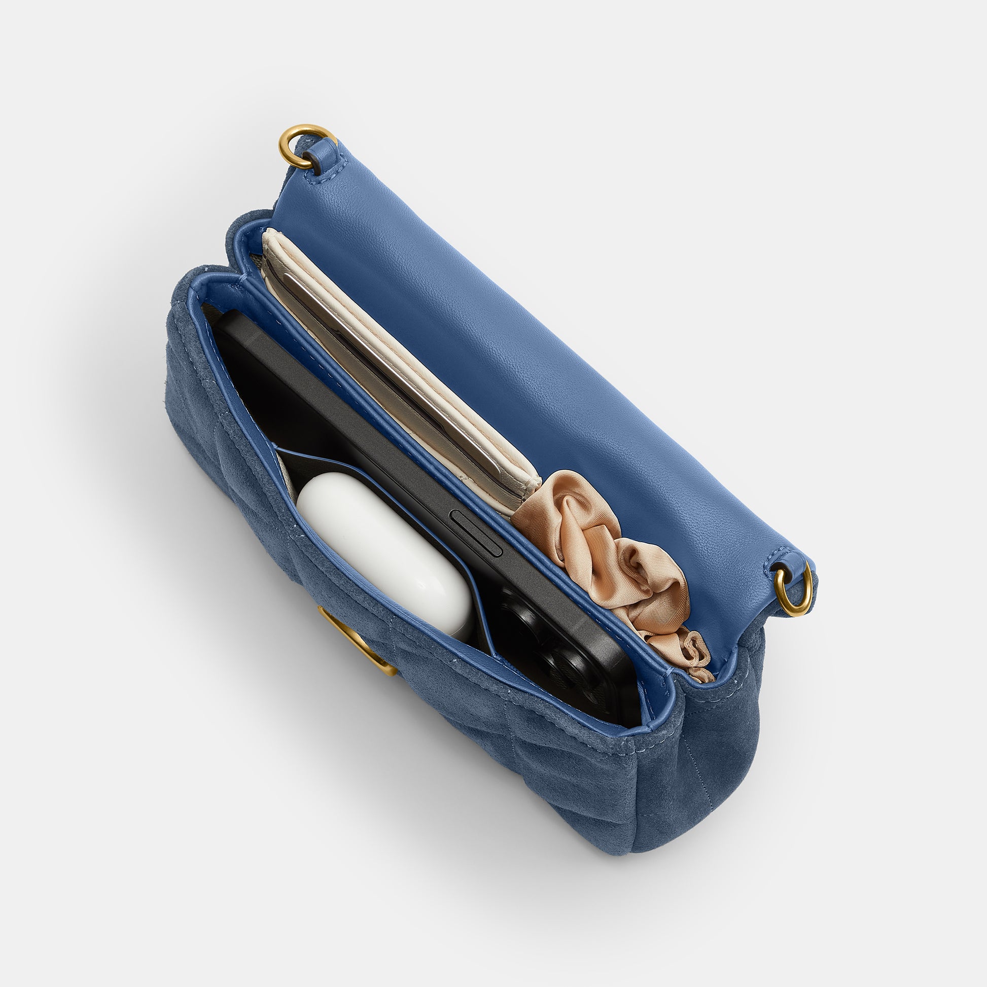 CCD85-Tabby Chain Crossbody Bag 19 with Quilting-B4/Light Denim