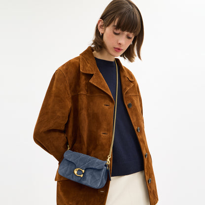 CCD85-Tabby Chain Crossbody Bag 19 with Quilting-B4/Light Denim