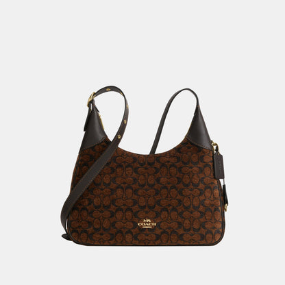 CCE49-Ella Shoulder Bag in Signature Chenille-Im/Truffle