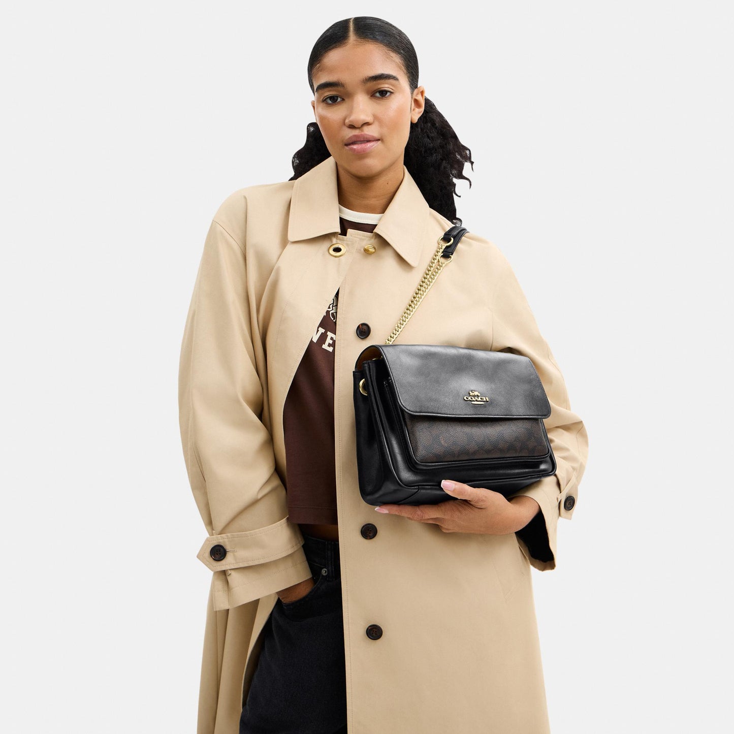 CCF10-Elodie Crossbody Bag in Signature Canvas-Im/Walnut/Black