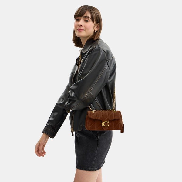 حقيبة كتف "تابي 20" من الشامواه بتصميم مبطن بحزام سلسلة