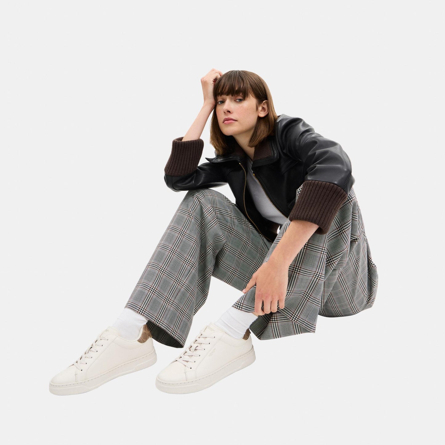 CCN69-High Line Sneaker-Chalk/Brown Khaki