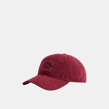 CCN97-Sculpted C Courduroy Baseball Hat-Dark Wine