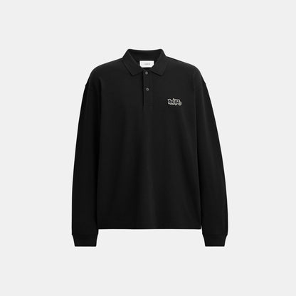 CCQ18-Horse And Carriage Long Sleeve Polo-Black